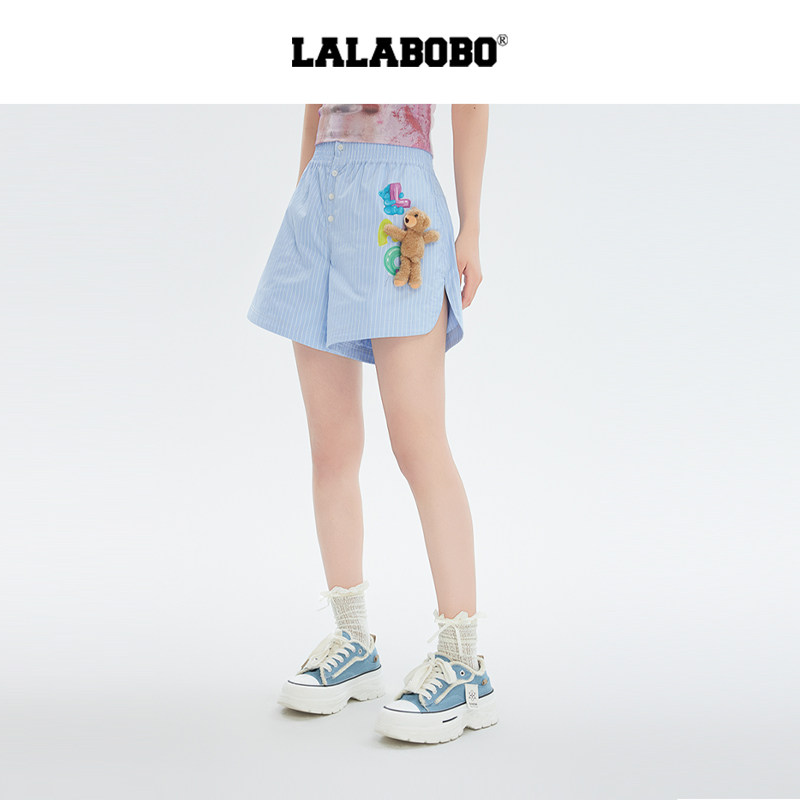 【玩偶熊系列】LALABOBO26年短裤套装夏新款女原创潮清新条纹热裤