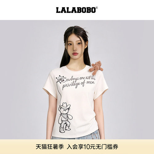 LALABOBO西部字母短袖T