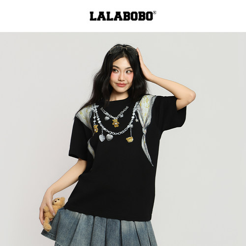 LALABOBO项链丝巾短袖T