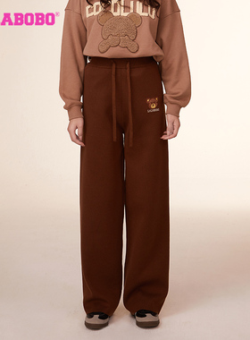 [美拉德]LALABOBO秋季新品暖阳熊高腰毛织休闲长裤女|LBCC-WXZC44