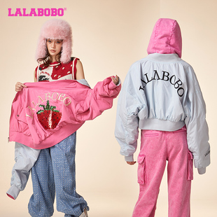 LBDA WSJW24 外套女 LALABOBO春复古松弛感双面穿夹克大码