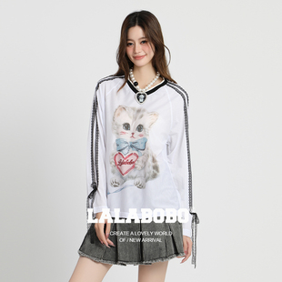 石玺彤同款毛毛星球LALABOBOT恤26年春夏款原创卫T松弛感圆领上衣