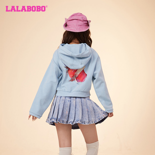 LBDA 复古休闲蜡染草莓连帽卫衣女 WSTS43 LALABOBO春短款 悦悦同款