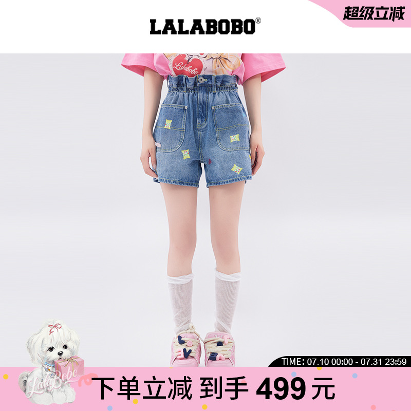 LALABOBO糖果小熊牛仔短裤