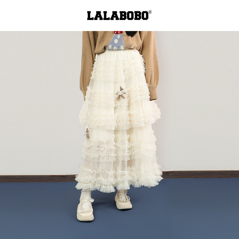 LALABOBO荷叶边网纱半裙