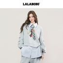 LALABOBO假两件卫衣25年冬新原创慵懒风印花百搭外套 周深同款