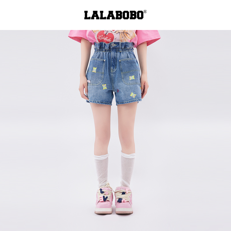 LALABOBO糖果小熊牛仔短裤