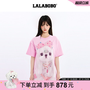 潮原創(chuàng)甜酷松弛感短袖 商場(chǎng)同款 LALABOBOT恤25年夏新款 圓領(lǐng)上