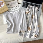 男士 家居服套装 睡衣纯棉短袖 青少年短裤 夏季 夏天休闲男款 大码 薄款