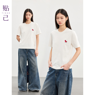 one刺绣白T凉感速干白色T恤女春夏运动瑜伽短袖 TINGE贴己all