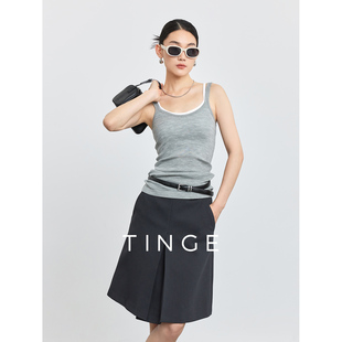 TINGE贴己17.5um超细美利奴纯羊毛可机洗吊带背心女外穿显瘦上衣