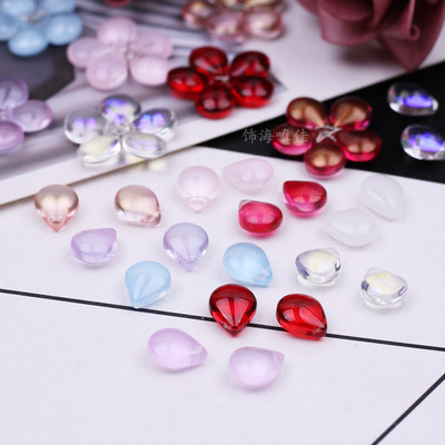 50颗10x12mm横孔胖水滴琉璃花瓣
