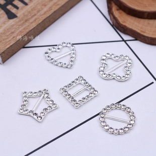 合金圆五角星正方桃心四叶草钻扣日字扣 手工DIY发饰材料配件