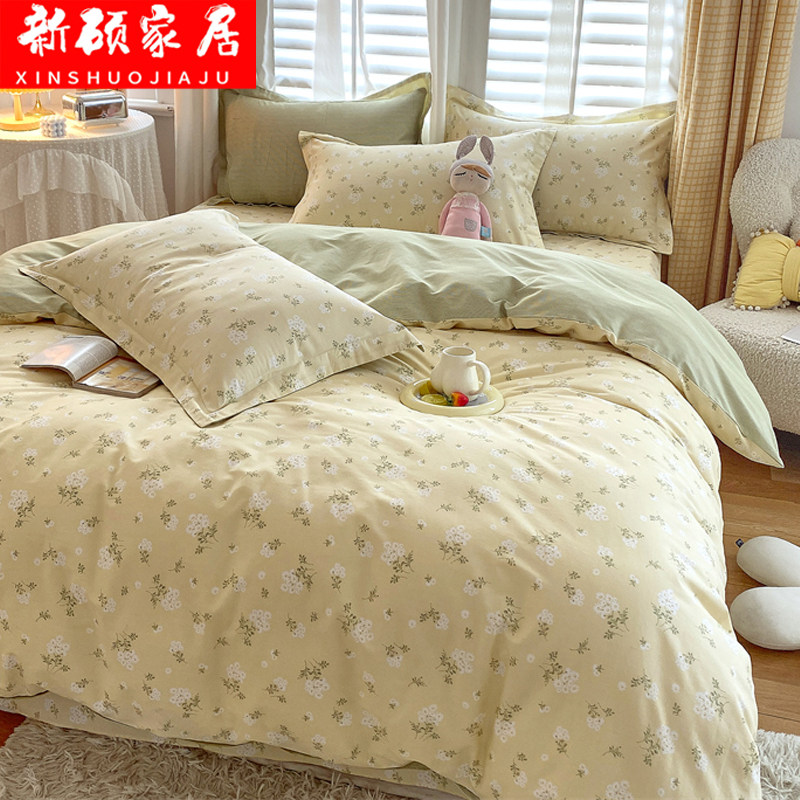 床上纯棉四件套1.8米床简约1.5m双人床单全棉秋冬床笠被套北欧