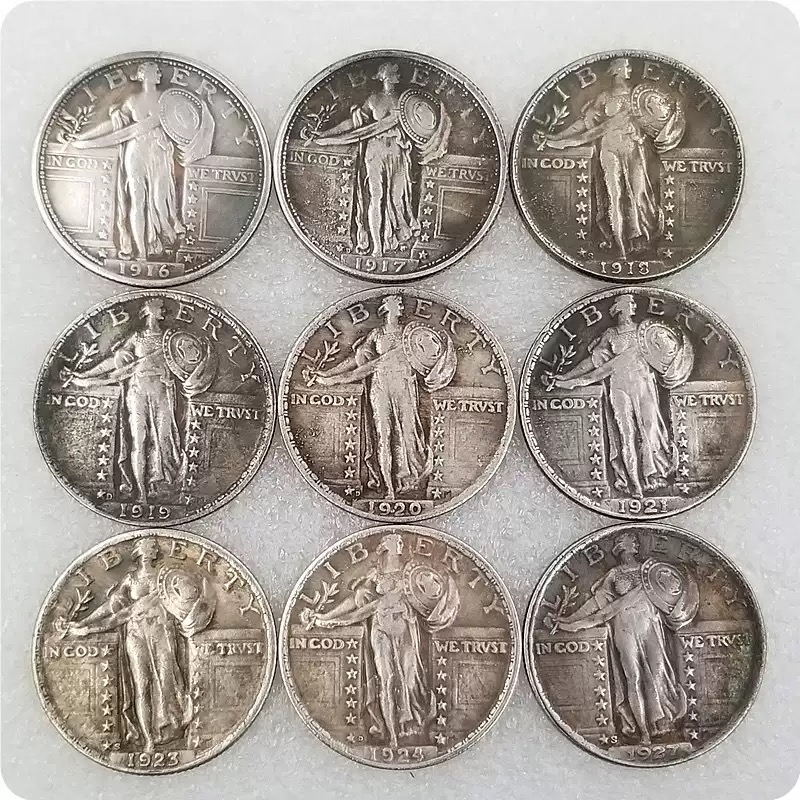 仿古工艺美国银元硬币1916-1927年女神像纪念币1/4自由女神纪念币