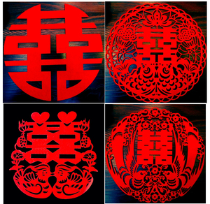 婚房装饰窗花30cm毛毡布喜字高档结婚婚庆用品结婚绒布喜字贴