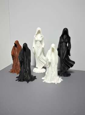 娃屋暗黑风幽灵摆件 哥特风神秘黑衣人 微缩场景DIY摆件