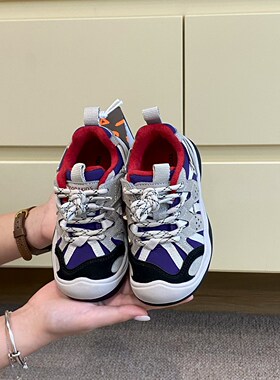 tooda童鞋2025冬季新款男女童薄绒撞色运动鞋中大童磨毛休闲鞋