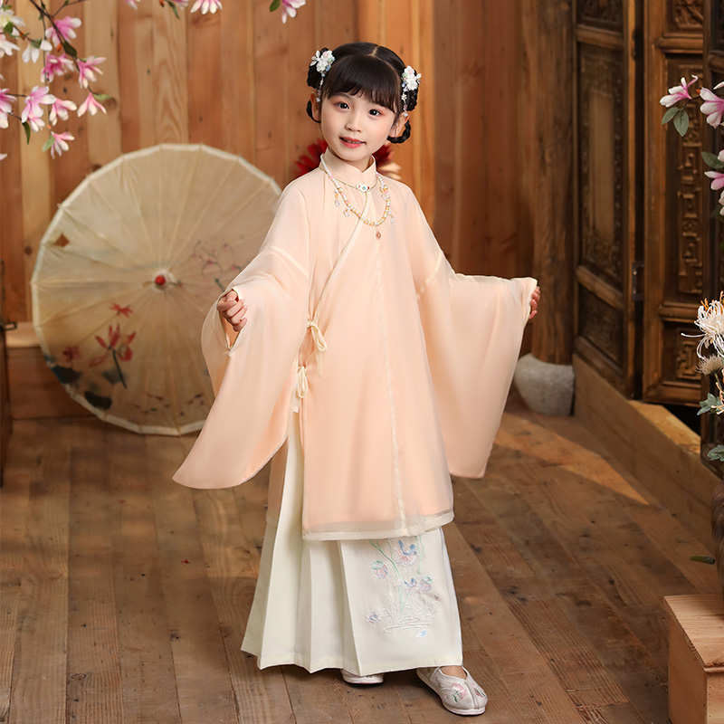 汉服原创正品儿童明制马面裙雪纺套装中国风春夏秋襦裙大袖衫