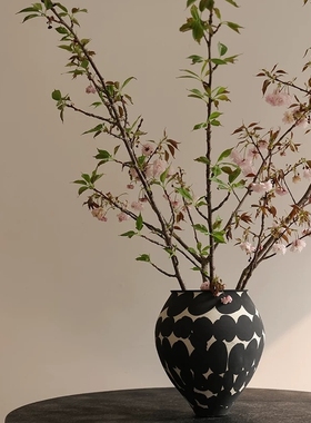 侘寂风手工陶瓷花瓶摆件新中式艺术花器酒店民宿售楼处样板间桌面