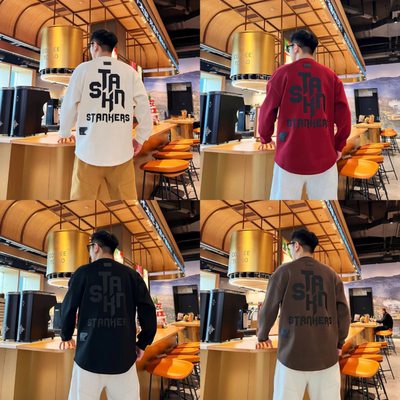 冬季新款百搭时尚潮流圆领套头长袖字母加绒加厚男款卫衣打底衫潮