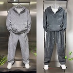 男士秋季新款潮流百搭套装斜条纹休闲连帽卫衣卫裤直筒裤时尚简约