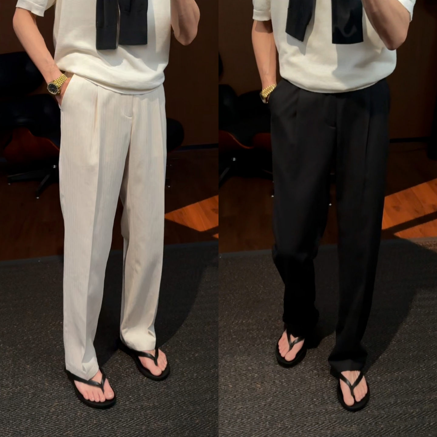 春季上新轻奢简约老钱风松弛感男士直筒西裤鱼骨纹顺滑垂感休闲裤