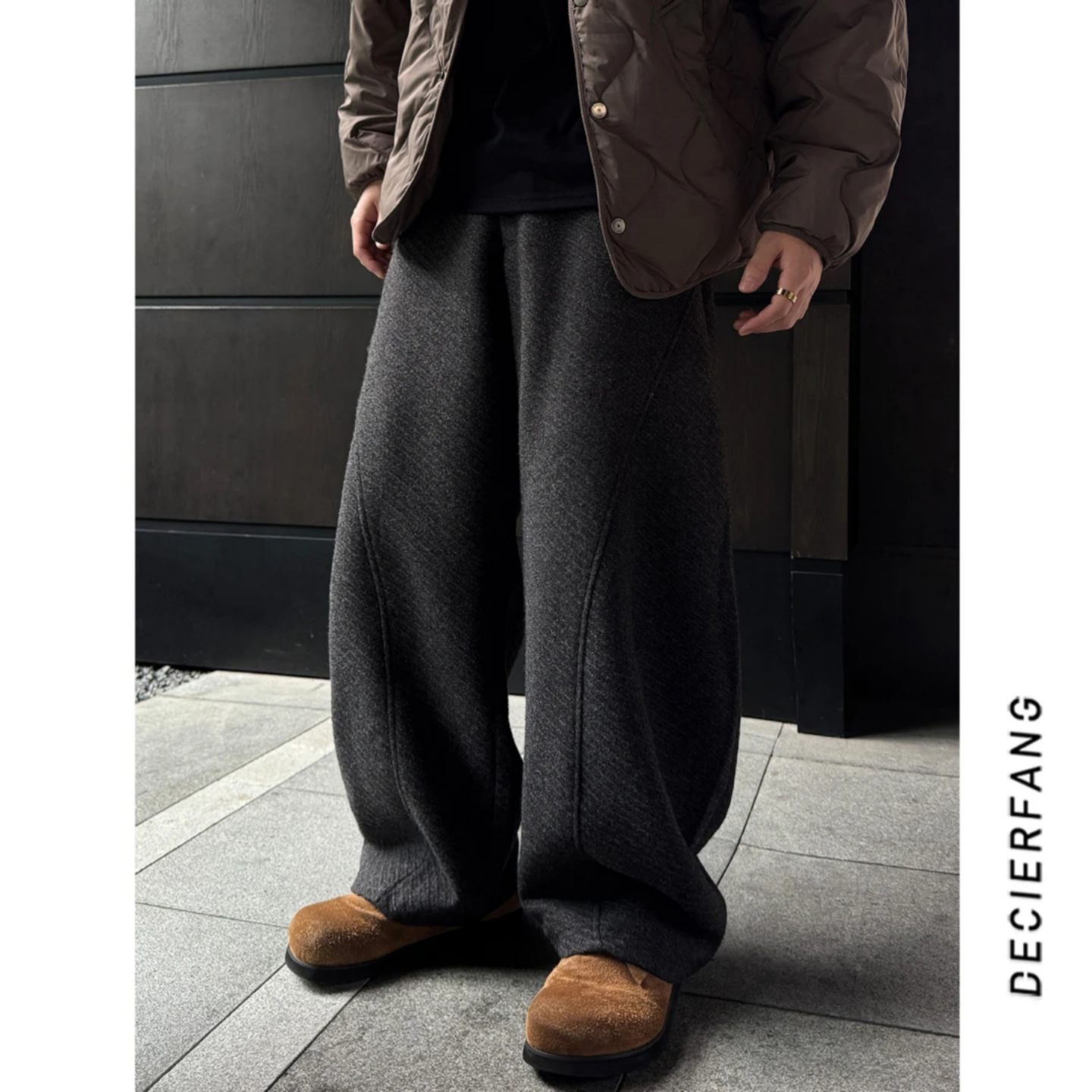 韩版冬季立体剪裁百搭男士极简风时尚潮牌垂感直筒休闲裤男女同款