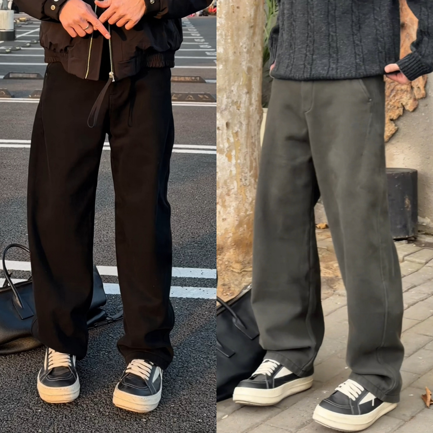 加绒加厚松弛感休闲裤男款冬季复古高街时尚潮牌直筒裤高品质男裤