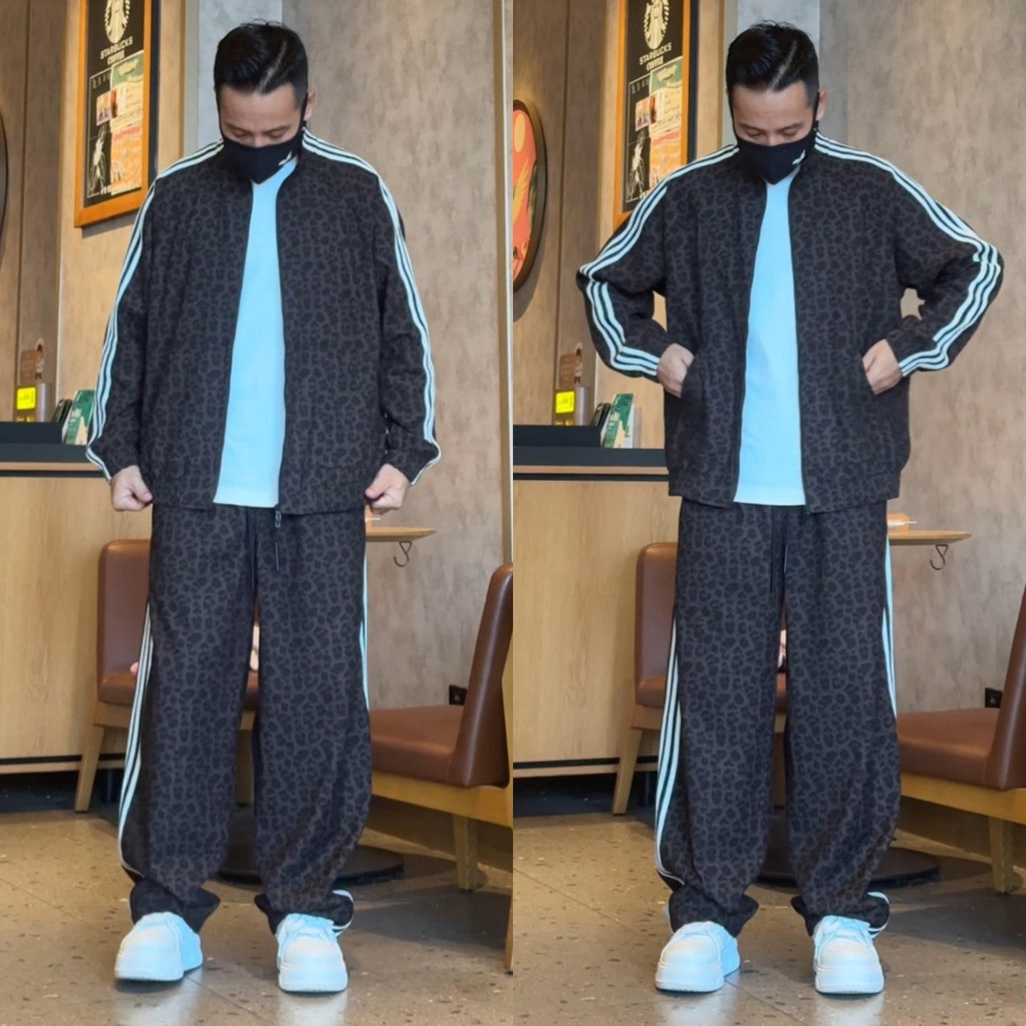 条纹垂感男士款夹克长裤时尚套装