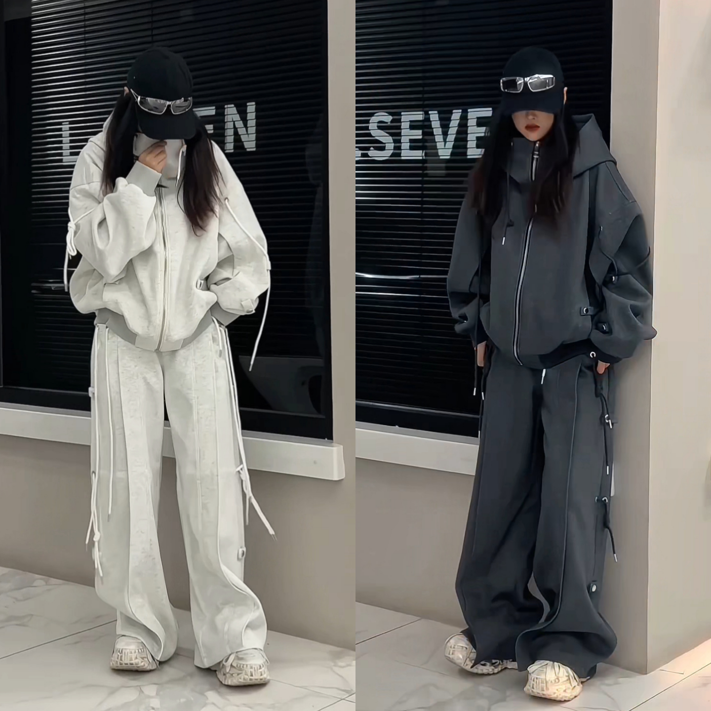 秋季潮流小众连帽卫衣套装