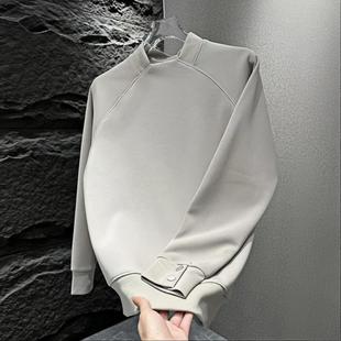 【直播间同款】秋冬加绒简约轻奢纯色卫衣T恤男士休闲套头打底衫
