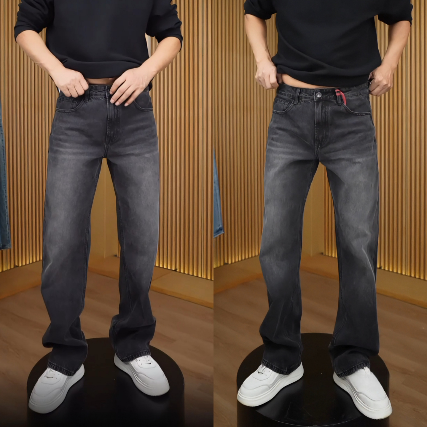 【加绒加厚】美式高街复古百搭牛仔裤男款冬季时尚潮牌休闲直筒裤