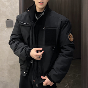 冬季美式复古骑兵服男时尚潮牌立领百搭棉服飞行员夹克外套高品质