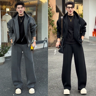 爆款 简约休闲裤 美式 男连帽卫衣外套时尚 两件套高品质 休闲套装 冬季