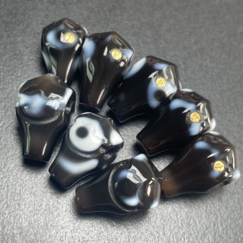 原矿珠改天珠鲨鱼背一体三通小尺寸9.8mm左右文玩多样化随机发