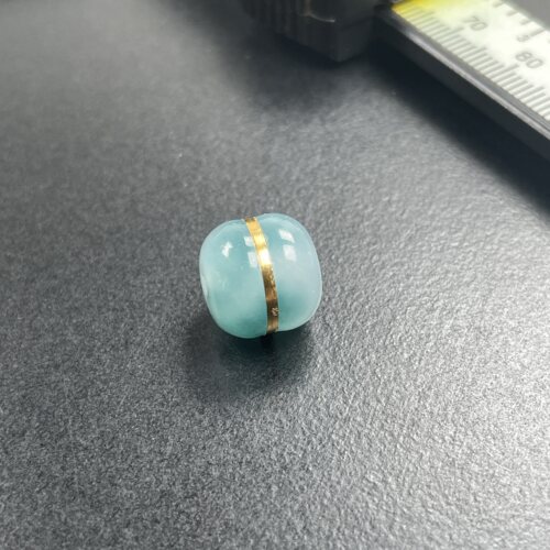 原矿天然东凌玉玉石搓金老型腰珠散珠高瓷蓝玉化桶珠配珠11.7mm