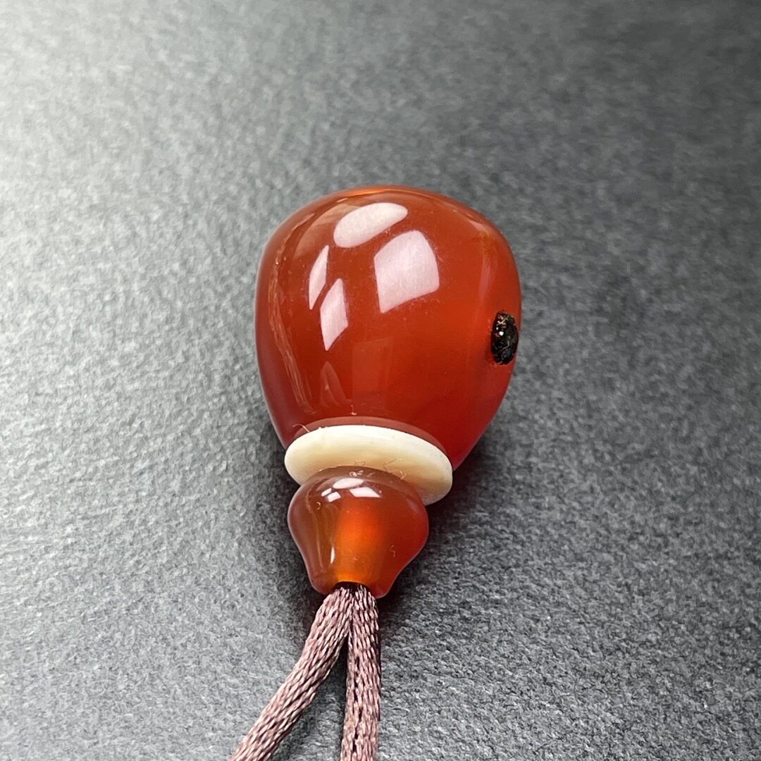 原矿川料樱桃红玛瑙奶嘴三通尺寸12mm文玩菩提配饰