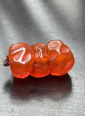原矿川料樱桃红玛瑙无相大肠斜切配饰尺寸6.5mm左右文玩菩提配饰