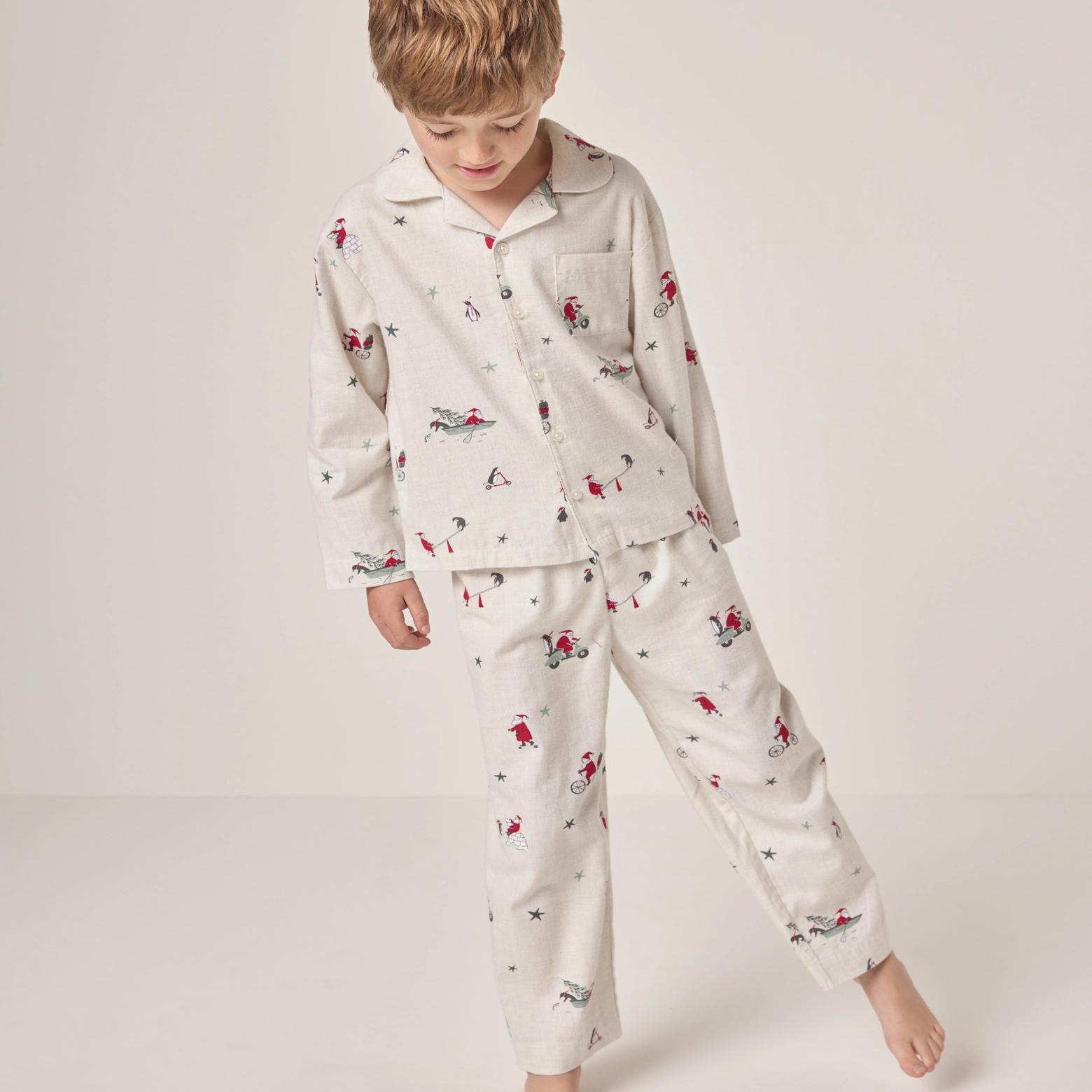 The White Company有机棉儿童男女童睡衣套装纯棉长袖长裤套装