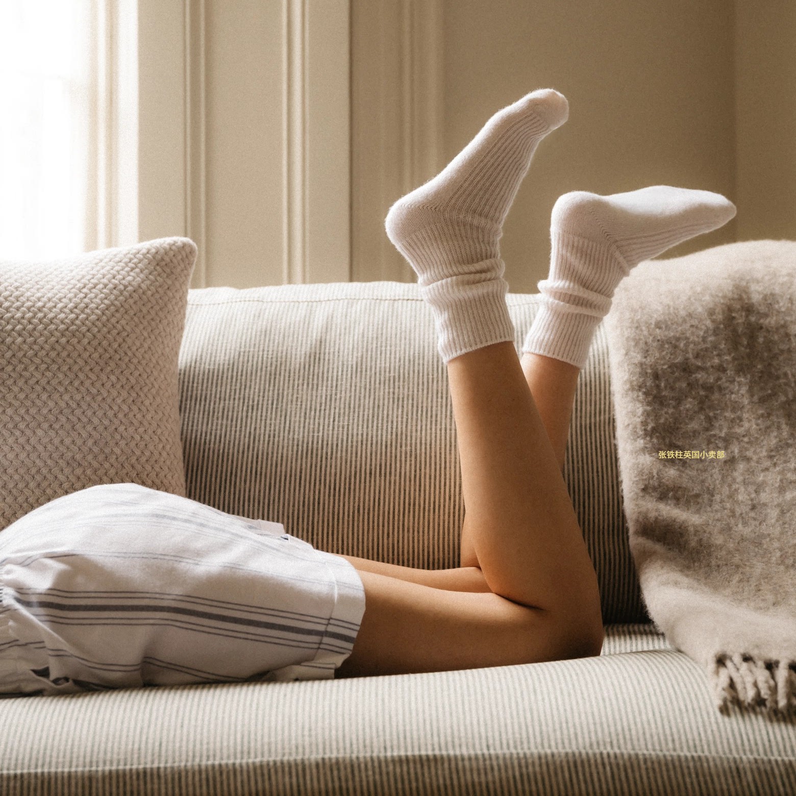 The white company英国代购女士纯羊绒袜子高级感中筒袜纯色冬季