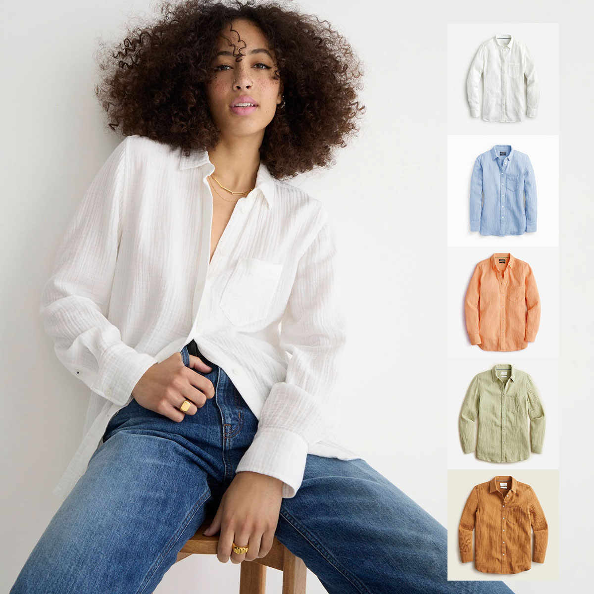 绉纱衬衫舒适有大码男友风宽松