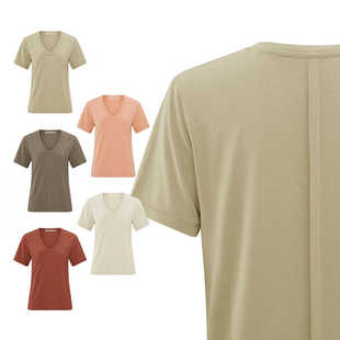 T恤多色有大码 低饱和 勺形领短袖 饰 超柔莫代尔简约纯色 单褶装
