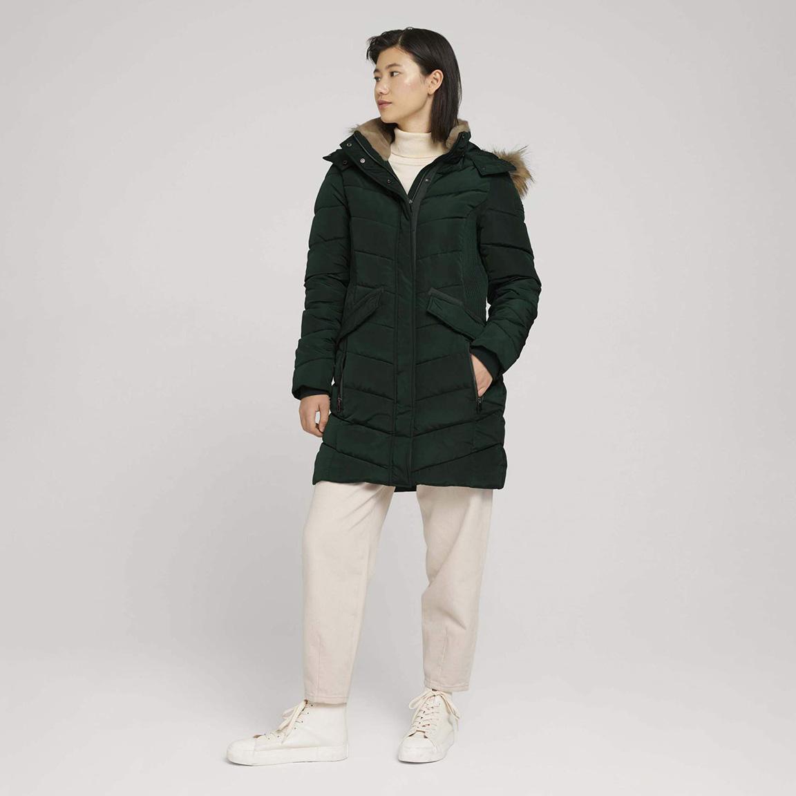 可拆卸帽 厚实保暖防风毛领中长款棉服女