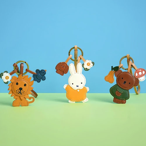 卡通可爱米飞兔小熊汽车钥匙扣百搭包包小挂饰挂件皮质钥匙圈