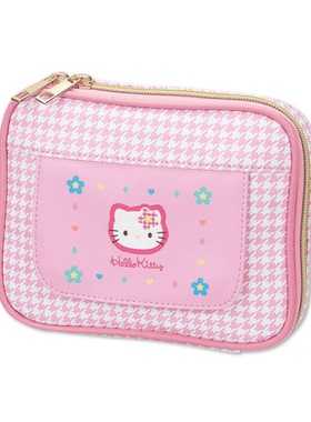 猫咪千鸟格卡通印花小号湿纸巾抽纸卸妆纸多功能收纳包化妆包