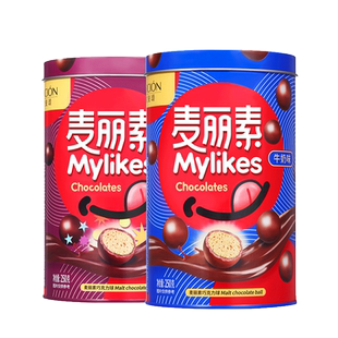歌斐颂麦丽素桶装夹心黑巧克力球跳跳糖味朱古力零食