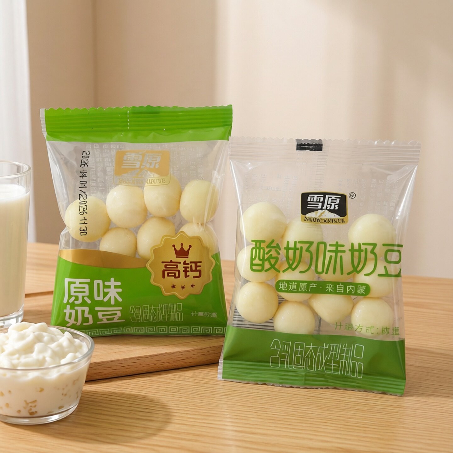雪原奶豆小包装四角包奶酪内蒙古特产儿童休闲小零食奶豆
