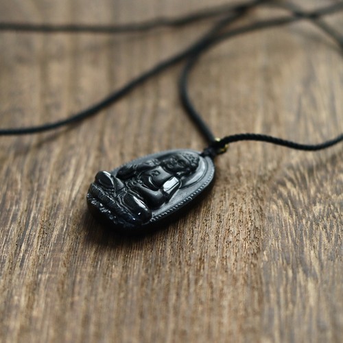 顺遂-天然黑曜岩吊坠佛情侣