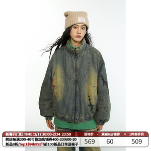 物理少年 小心,易碎系列「变奏牛仔」复古做旧加厚休闲牛仔棉服冬